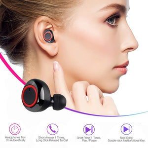 Fone de ouvido Bluetooth sem fio TWS  esporte estéreo com cancelamento de ruído fone de ouvido com controle de toque inteligente