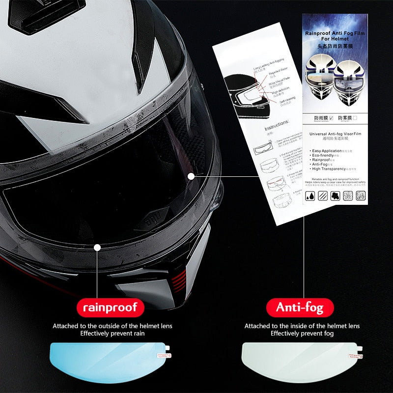 3 Styles Clear Helmet Anti-Fog Rainproof Film for Motorcycle Helmet Lens Fog Resistant Sticker Safety Driving Helmet Accessories